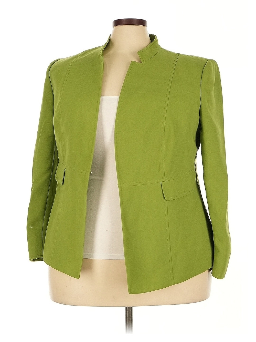 Tahari Lime Green Open-Front Tailored Blazer